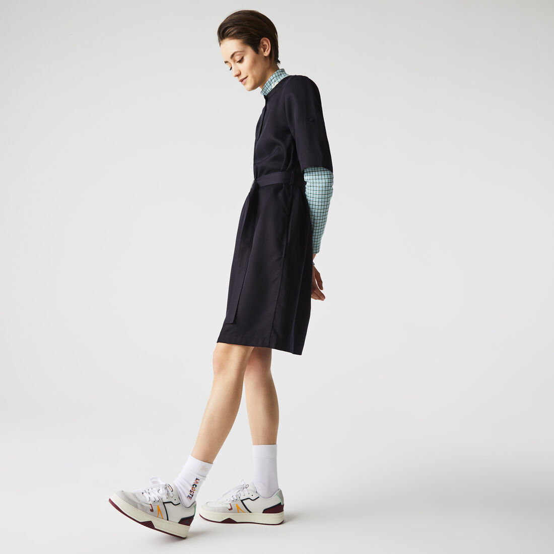 Lacoste Belted Flowy Women's Dress Blue | 580-PINCFU