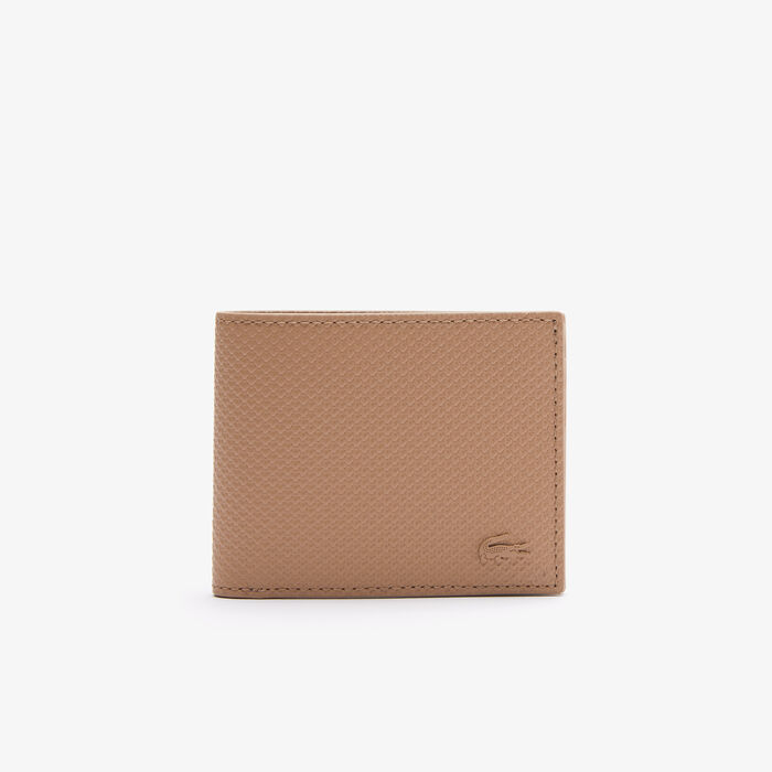 Lacoste Chantaco Piqué Leather 3 Card Men's Wallets Brown | 391-HWLMXK