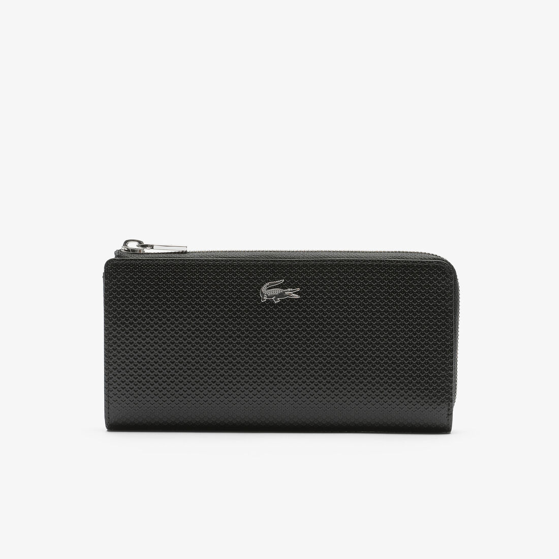 Lacoste Chantaco Zippered Matte Piqué Leather Women's Wallets Black | 029-NBEZGX