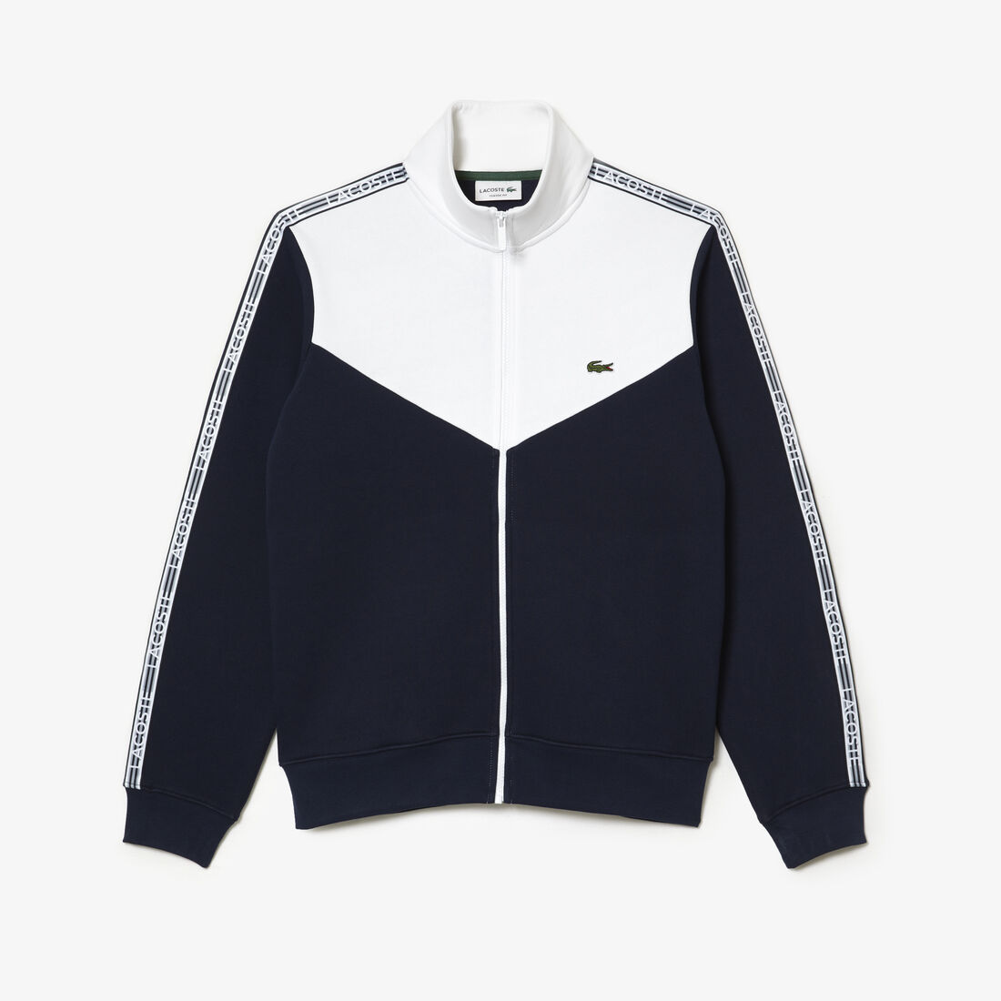 Lacoste Classic Fit Colourblock Zipped Men's Sweatshirts Navy Blue / White | 127-DEBYCU