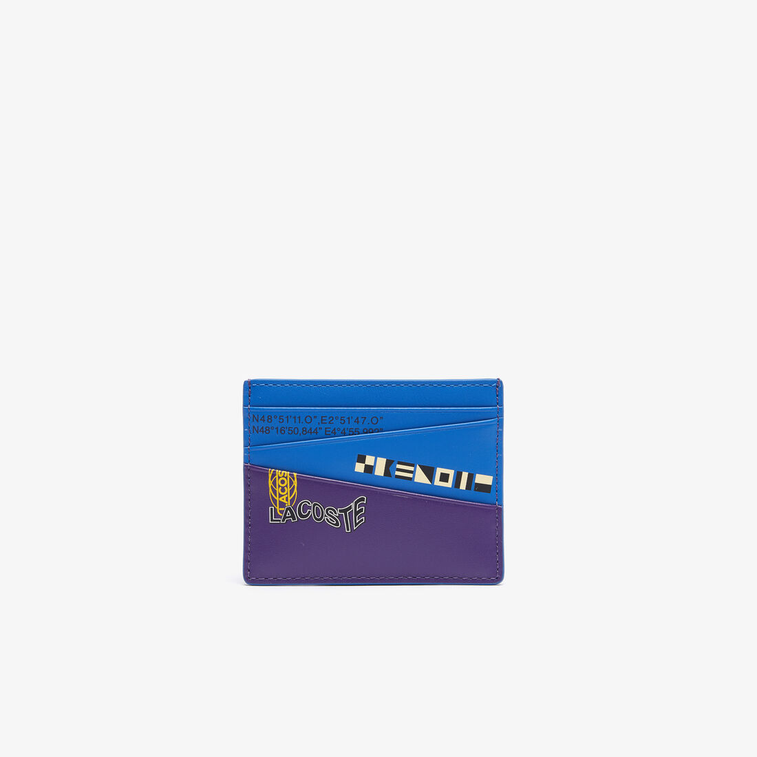 Lacoste Color-block Nautical Print Card Holder Men's Wallets Blue | 062-MJDQSH