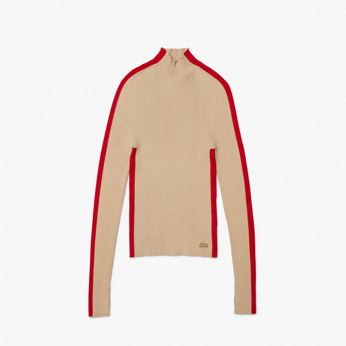 Lacoste Contrast Bands Seamless Women's Sweatshirts Beige / Red | 062-SUZAPM