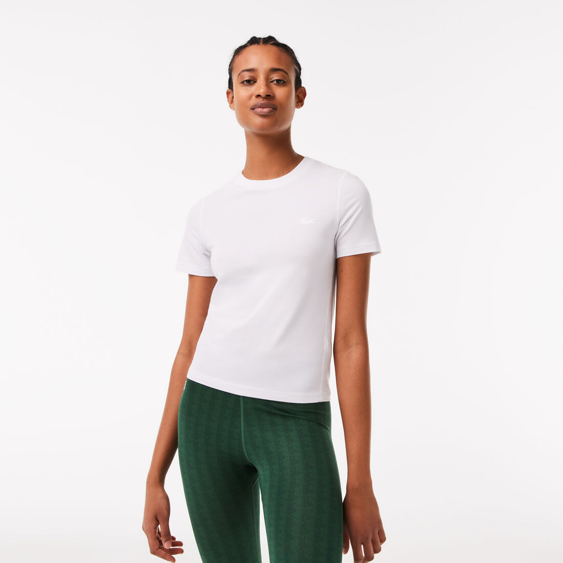 Lacoste Crew Neck Cotton Blend Women's T Shirts White | 548-CHBSTU