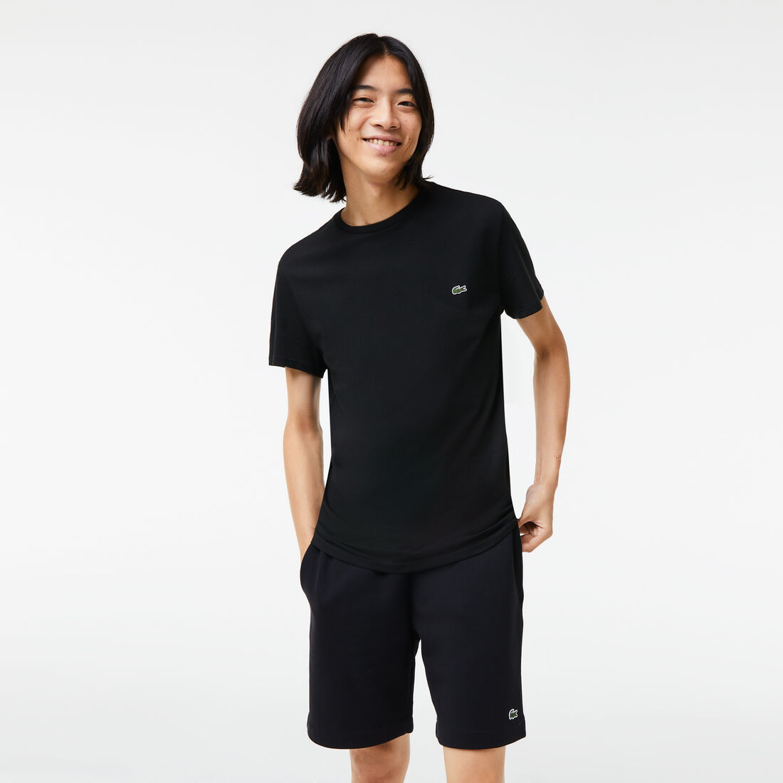 Lacoste Crew Neck Pima Cotton Jersey Men's T Shirts Black | 174-ITMCXO