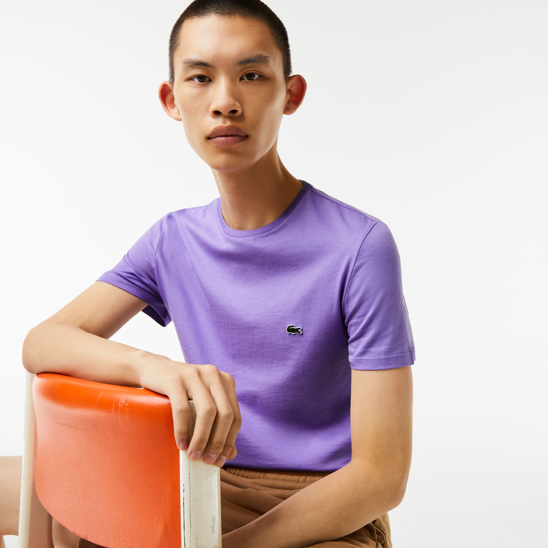 Lacoste Crew Neck Pima Cotton Jersey Men's T Shirts Purple | 395-KCWLFO