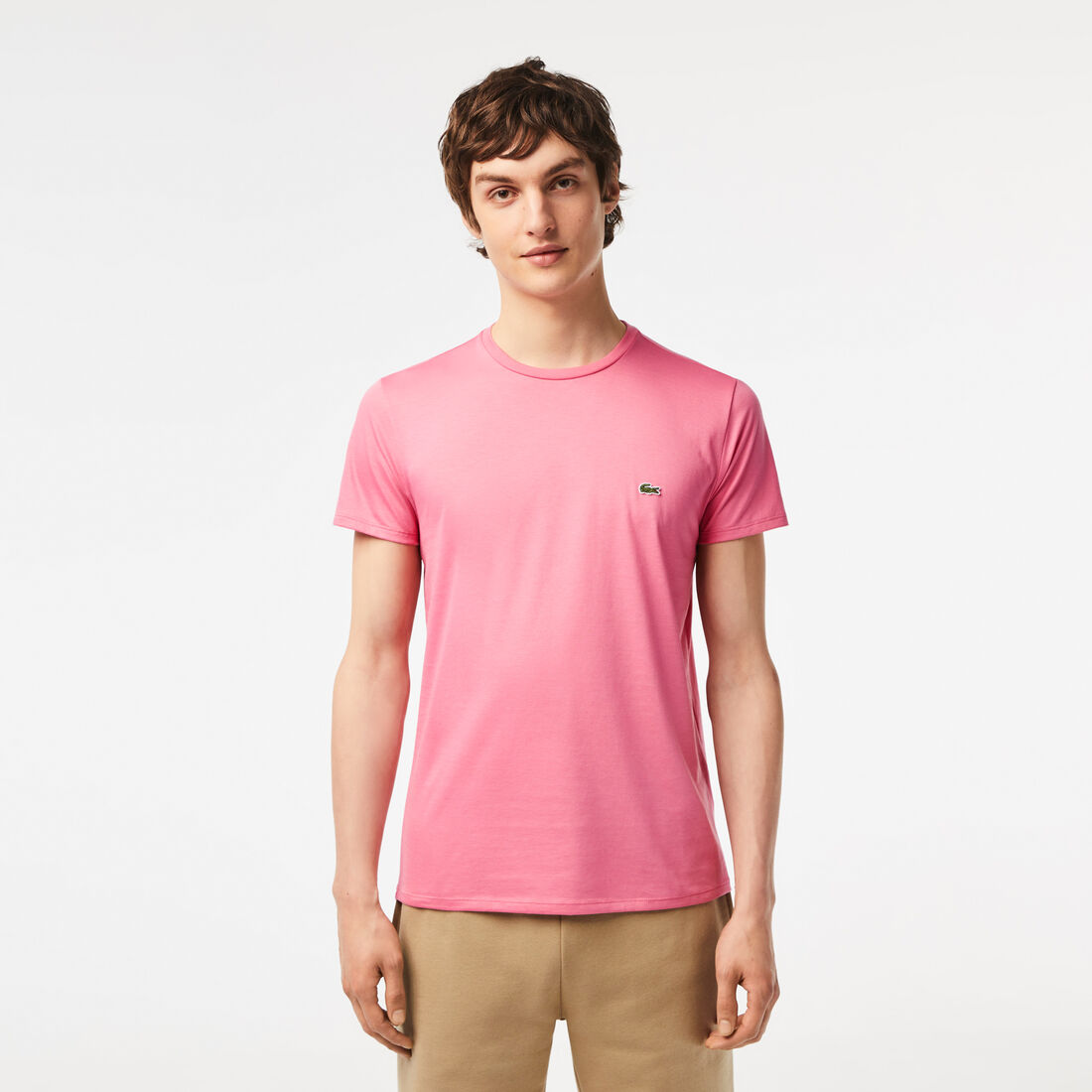 Lacoste Crew Neck Pima Cotton Jersey Men's T Shirts Pink | 398-EVKHZO