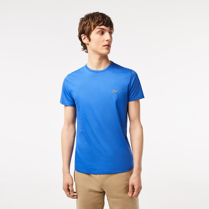 Lacoste Crew Neck Pima Cotton Jersey Men's T Shirts Blue | 580-SYKAOH