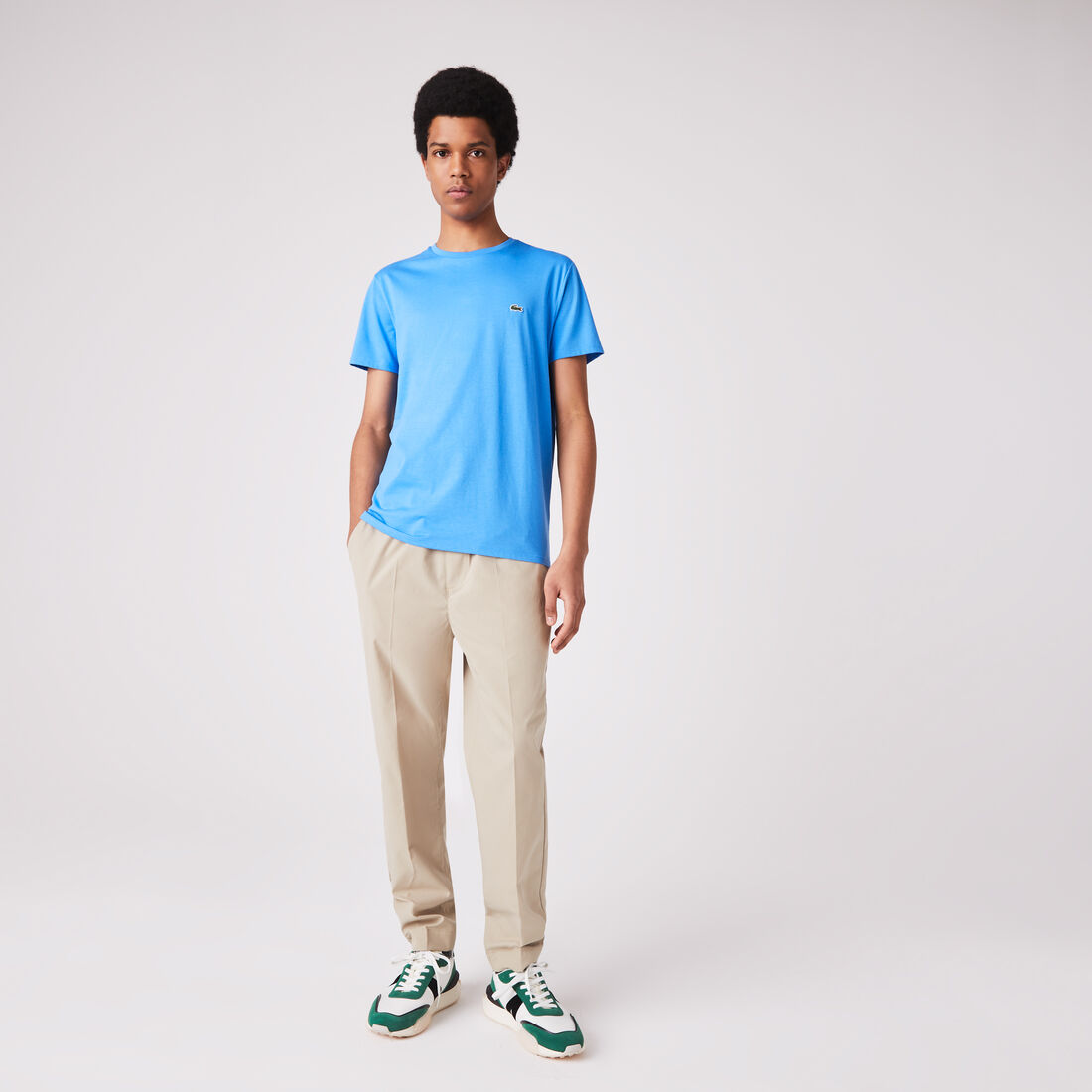 Lacoste Crew Neck Pima Cotton Jersey Men's T Shirts Blue | 590-MBJVRK