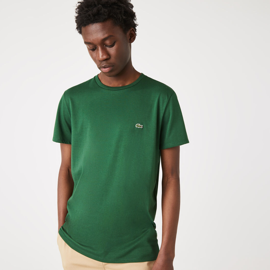 Lacoste Crew Neck Pima Cotton Jersey Men's T Shirts Green | 965-SYDVRC