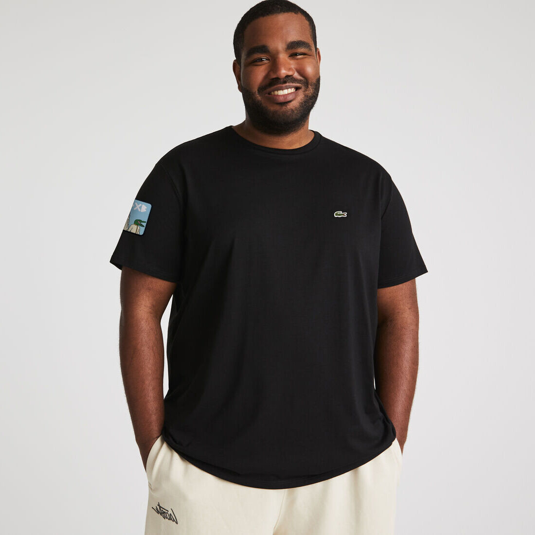 Lacoste Crew Neck Pima Cotton Jersey With Rexchouk Patch Men's T Shirts Black | 387-PZFDKG