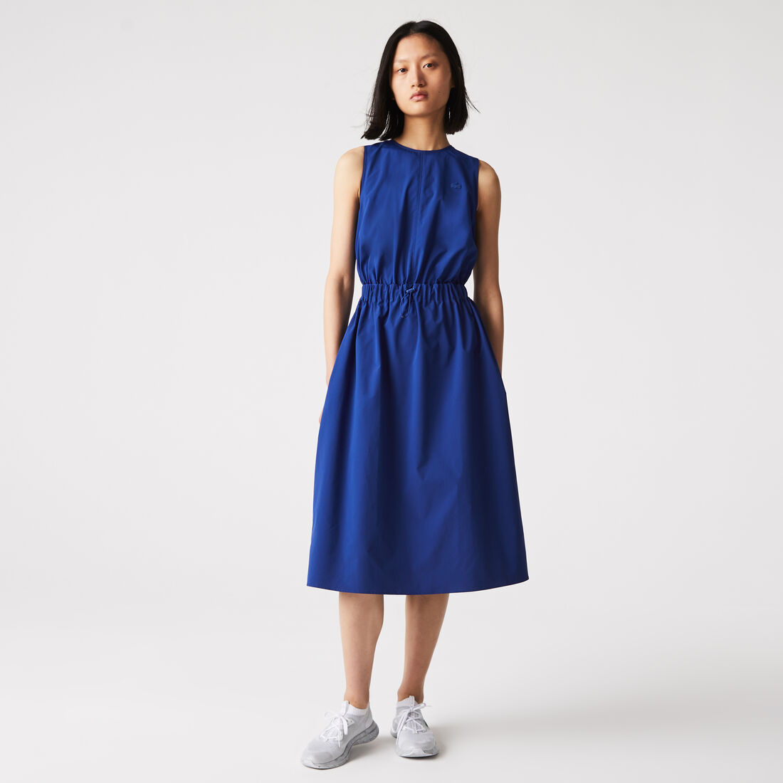 Lacoste Elasticised Waist Open Back Tank Top Women's Dress Blue | 681-TLNOBQ