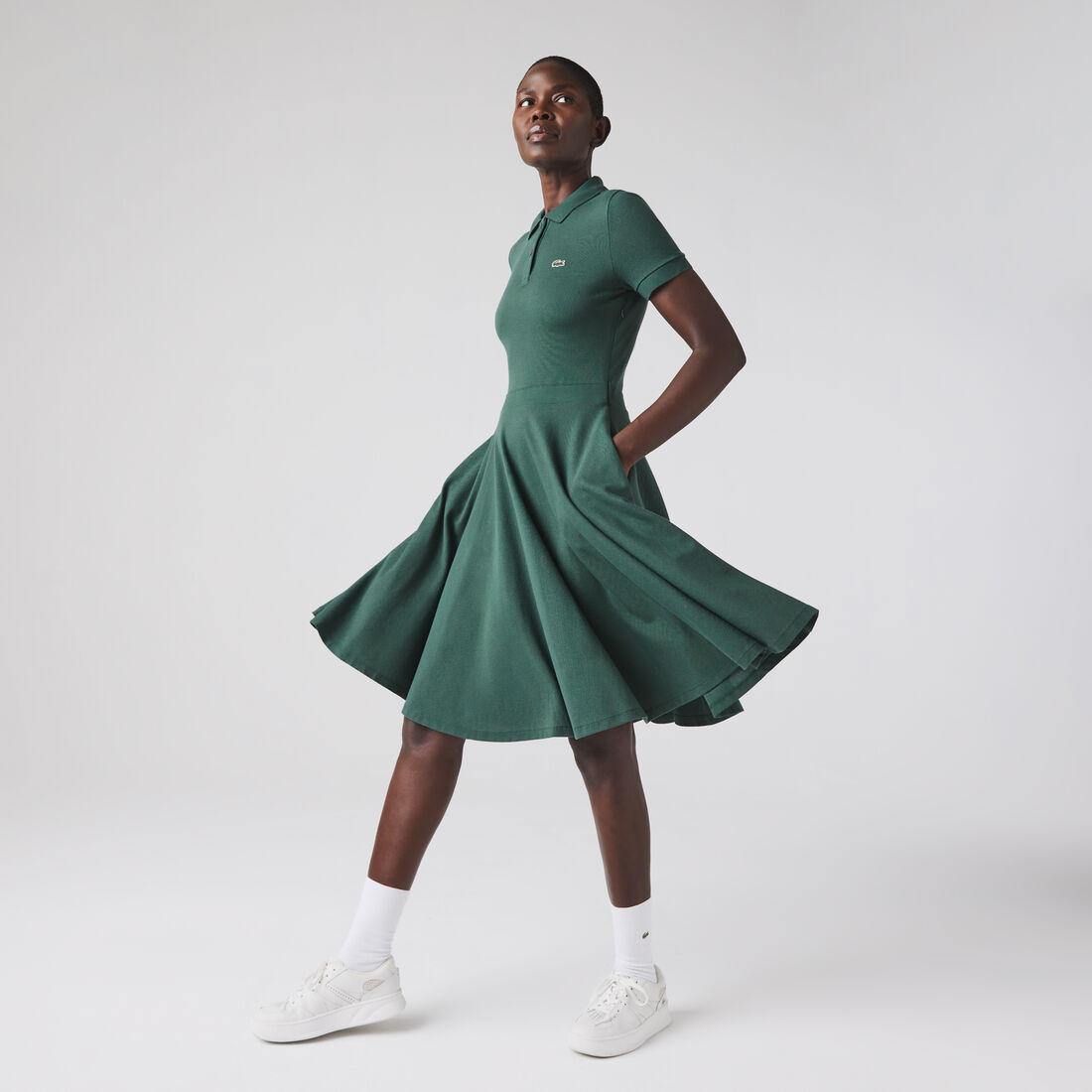 Lacoste Fitted Cotton Piqué Women's Dress Green | 369-DSWQCP