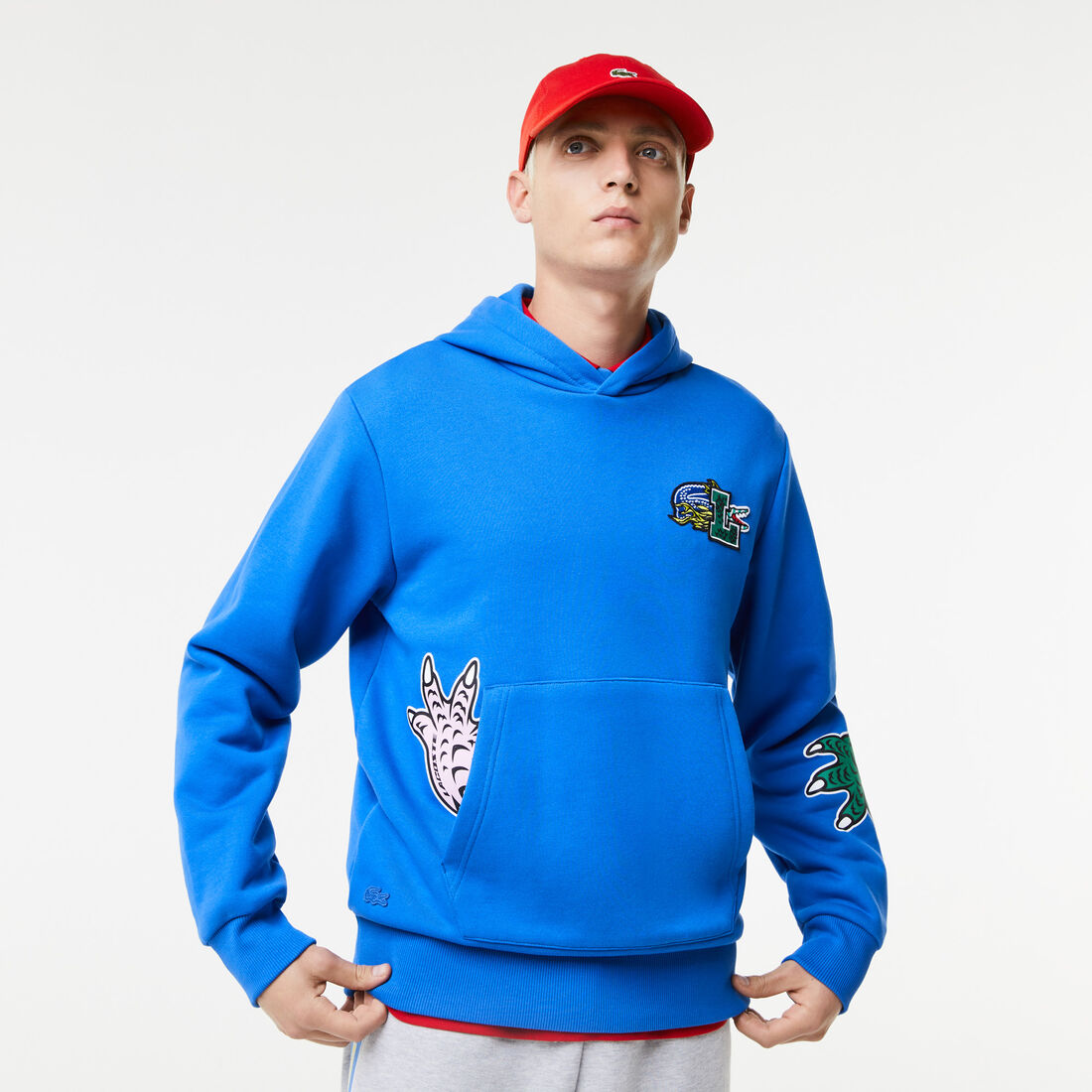 Lacoste Holiday Comic Effect Print Hooded Men's Sweatshirts Blue | 816-TKDGYO