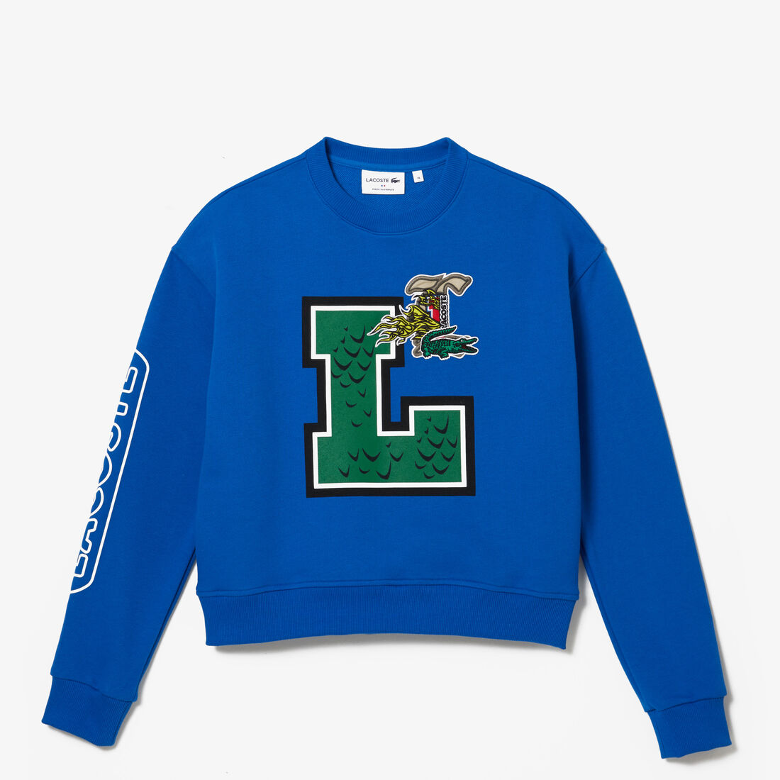 Lacoste Holiday Loose Fit Oversized Print And Branded Women's Sweatshirts Blue | 716-HLMPCN