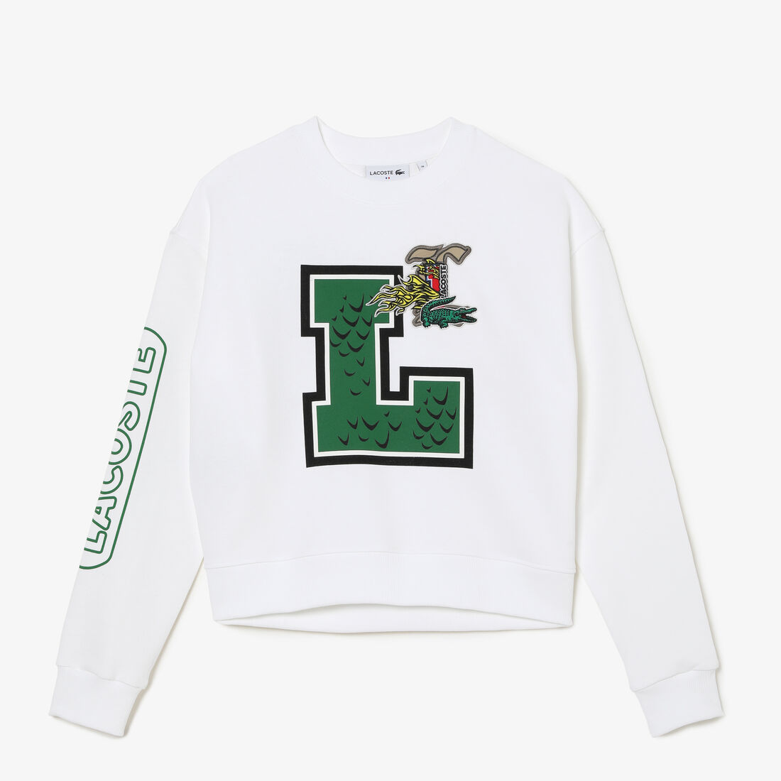 Lacoste Holiday Loose Fit Oversized Print And Branded Women's Sweatshirts White | 790-QRHIOW