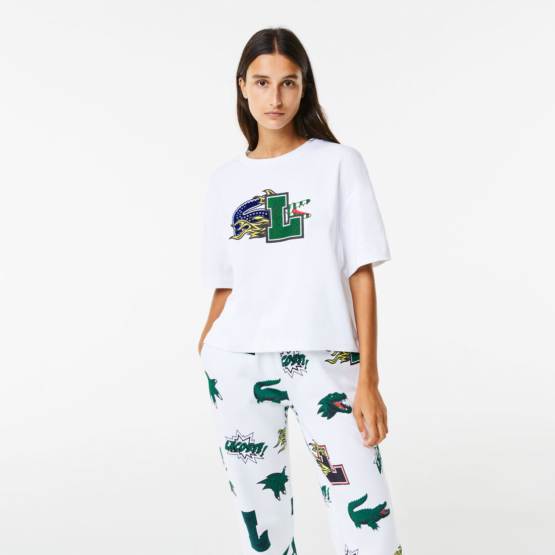 Lacoste Holiday Oversized Fit Organic Cotton Women's T Shirts White | 189-KEXANG