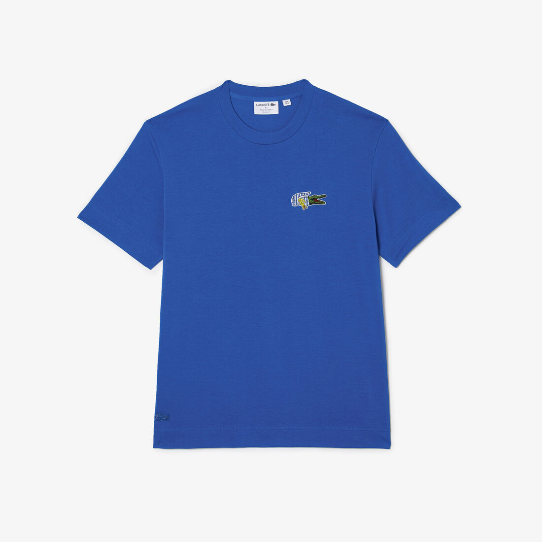 Lacoste Holiday Relaxed Fit Comic Effect Badge Men's T Shirts Blue | 065-TVAFZO