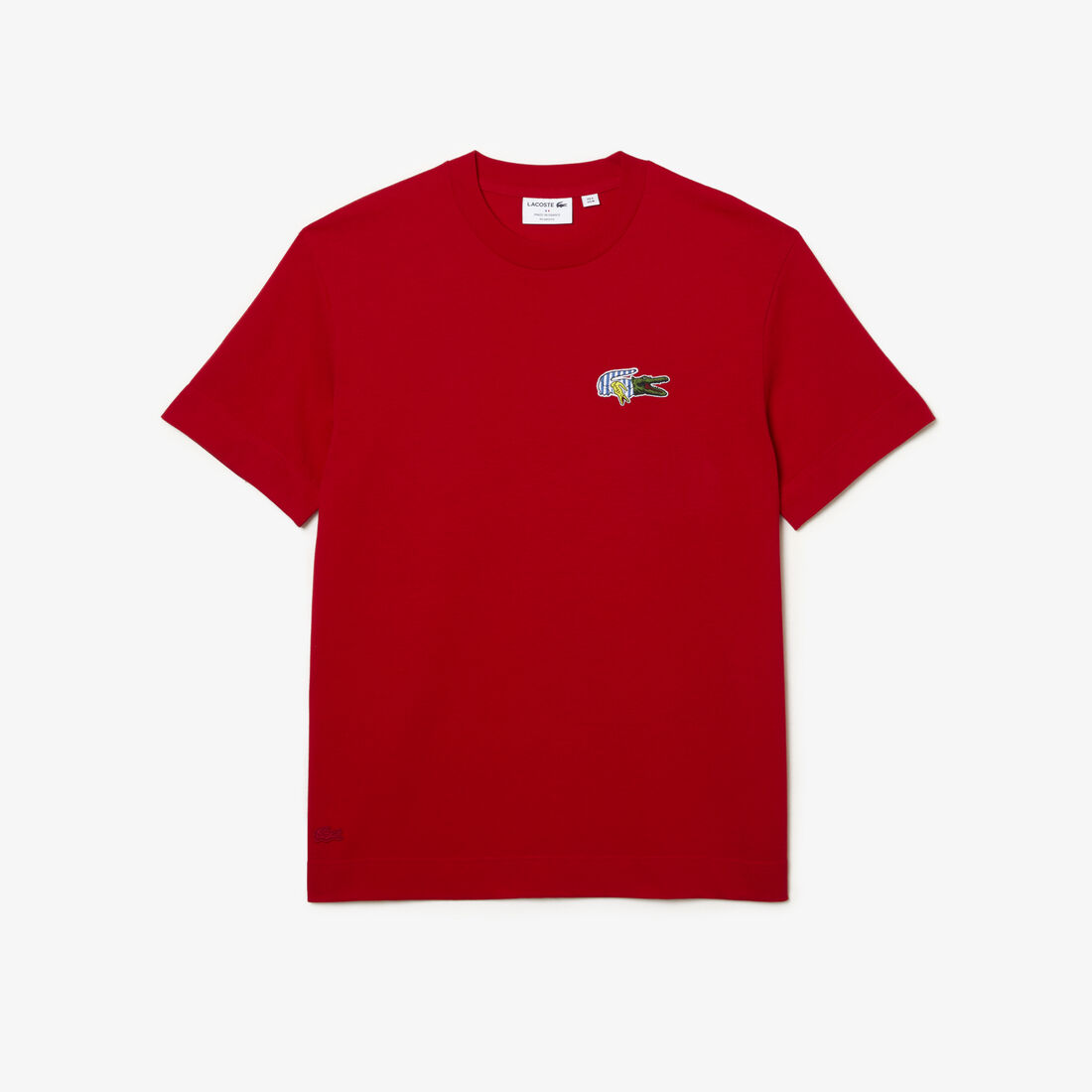 Lacoste Holiday Relaxed Fit Comic Effect Badge Men's T Shirts Red | 920-TLRWYU