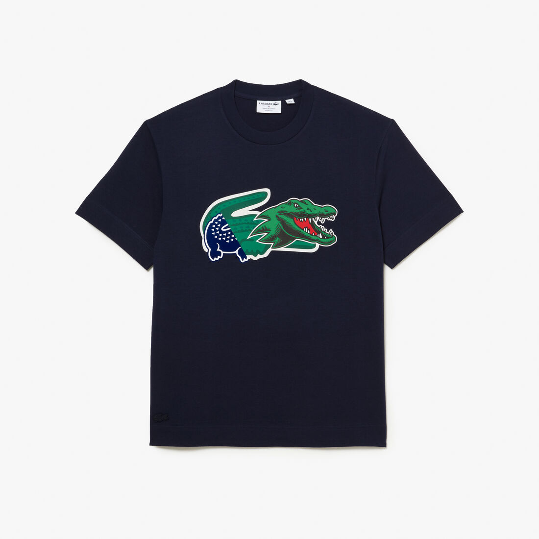 Lacoste Holiday Relaxed Fit Oversized Crocodile Men's T Shirts Navy Blue | 305-OWJVIT