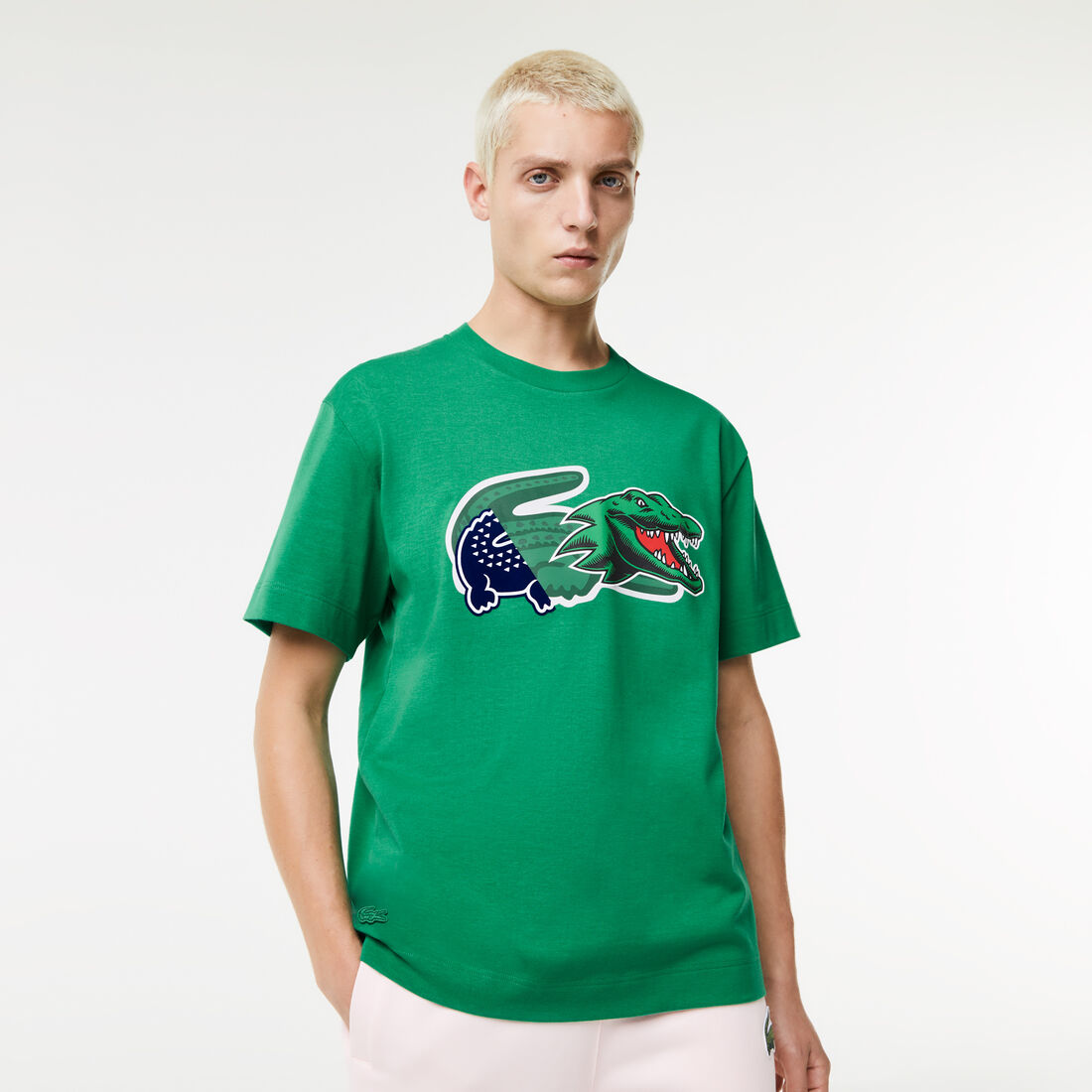 Lacoste Holiday Relaxed Fit Oversized Crocodile Men's T Shirts Green | 328-PJMZKN