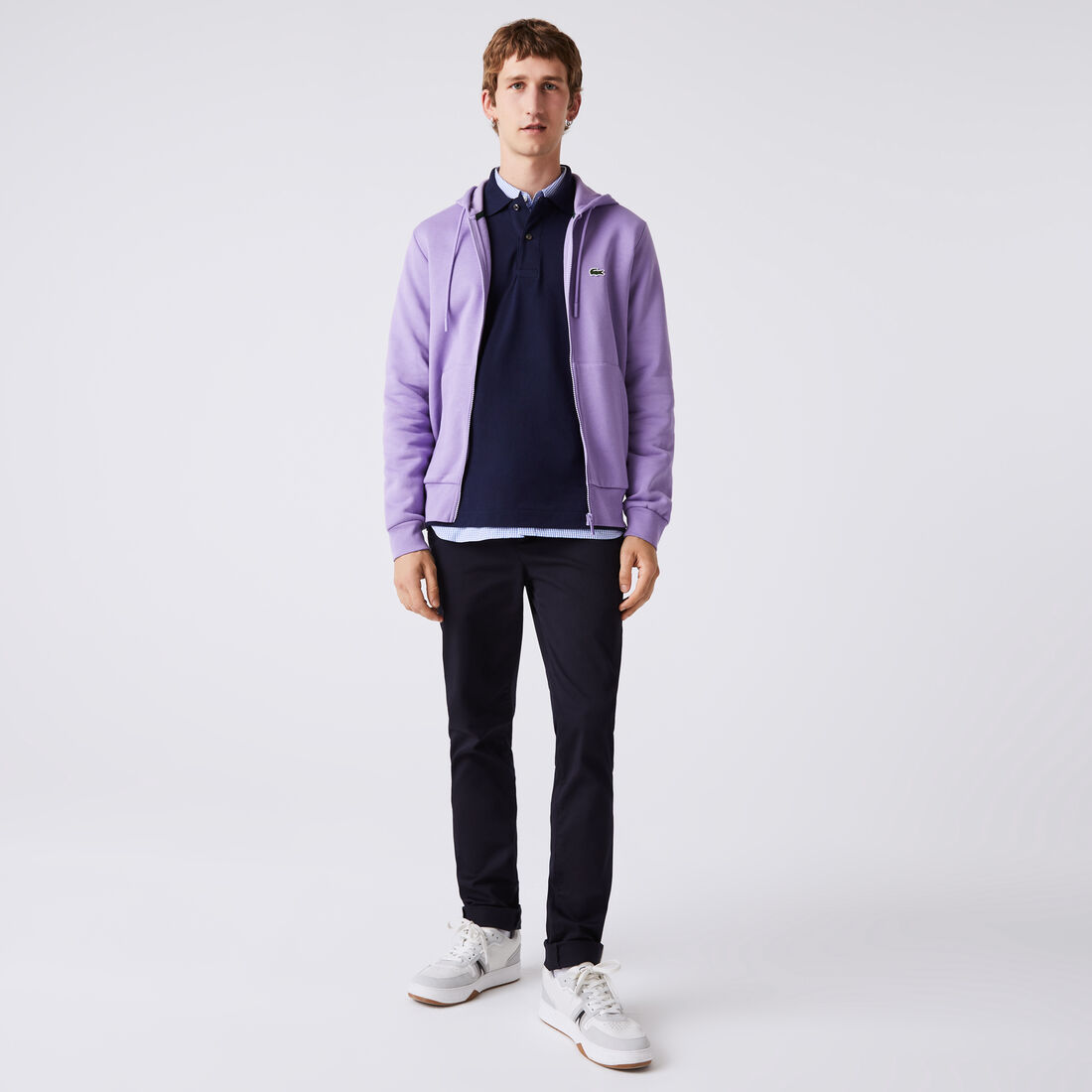 Lacoste Kangaroo Pocket Fleece Men's Sweatshirts Purple | 869-JGYNLX