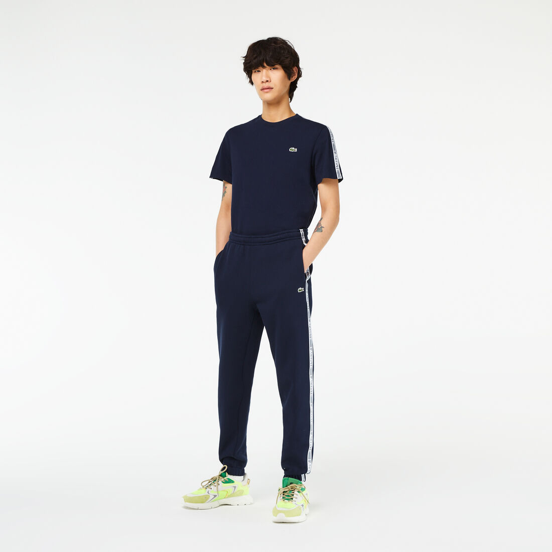 Lacoste Logo Stripe Track Men's Pants Navy Blue | 928-VNOHDZ