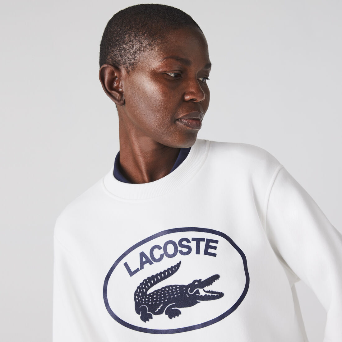 Lacoste Loose Fit Organic Cotton Fleece Women's Sweatshirts White | 846-WEMPBR