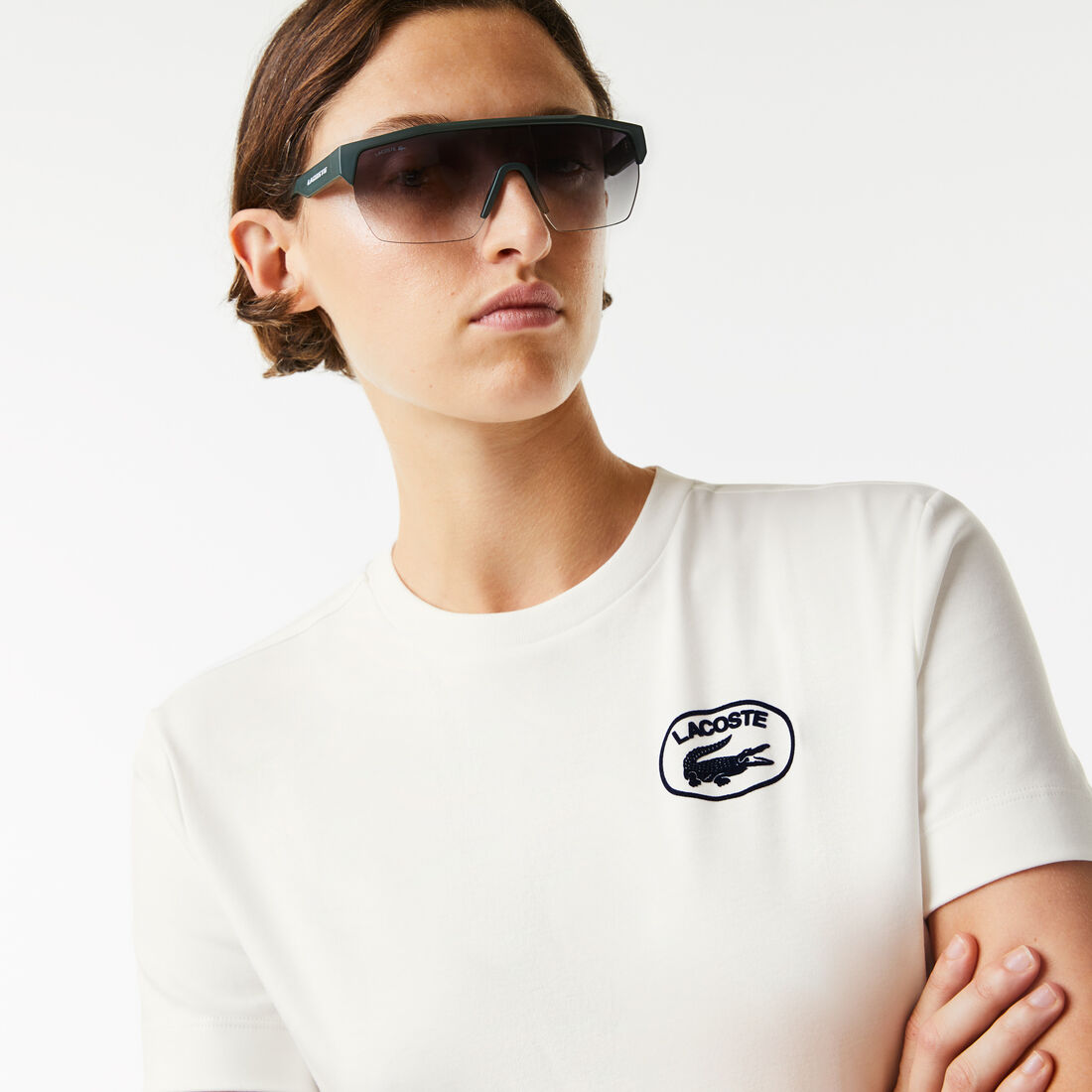 Lacoste Loose Fit Organic Cotton Women's T Shirts White | 762-JTOGME