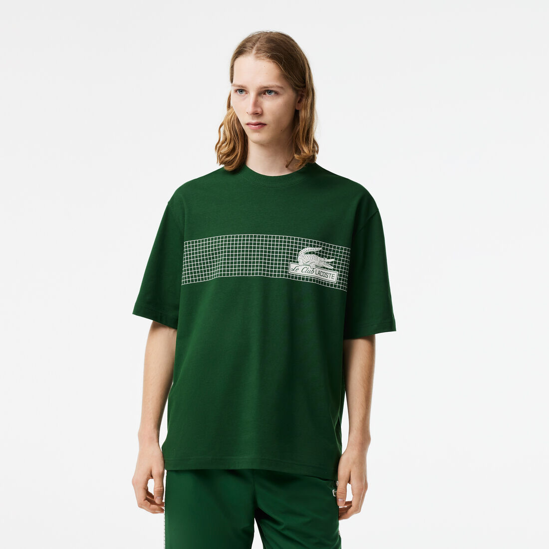 Lacoste Loose Fit Tennis Print Men's T Shirts Green | 793-GWVOKB