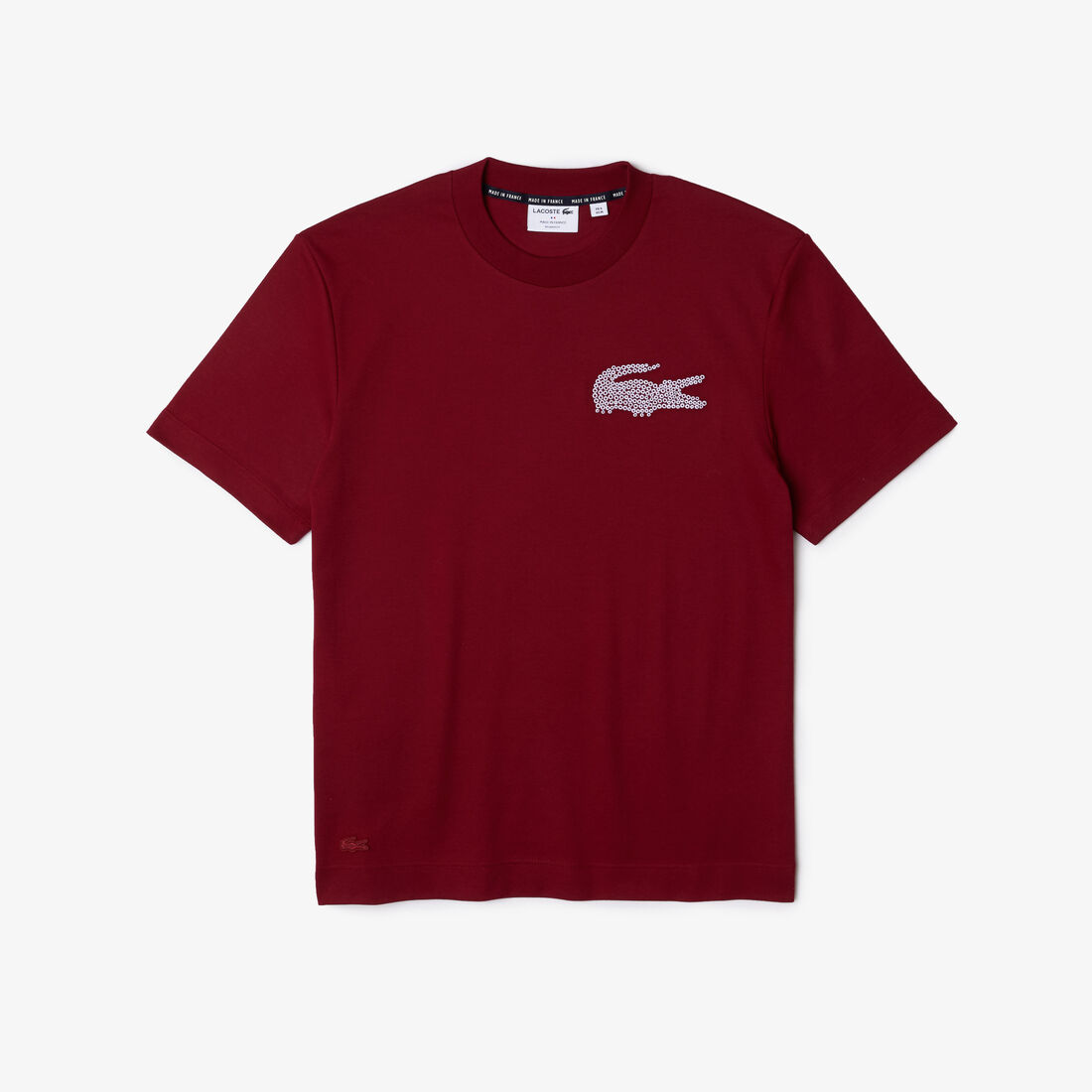 Lacoste Made In France Embroidered Organic Cotton Men's T Shirts Red | 190-SRLDEP