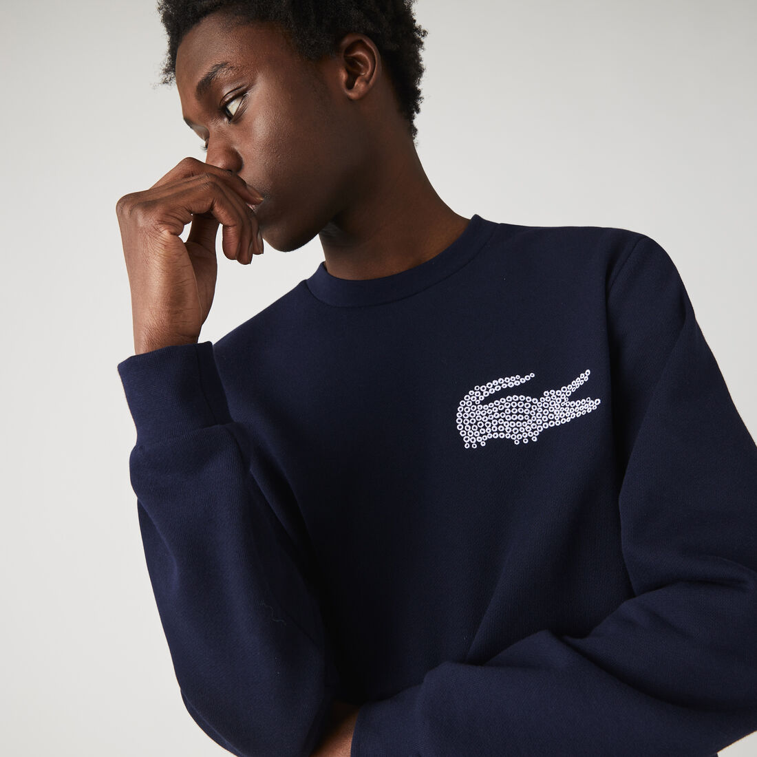 Lacoste Made In France Organic Cotton Fleece Men's Sweatshirts Blue | 807-GWHZKT