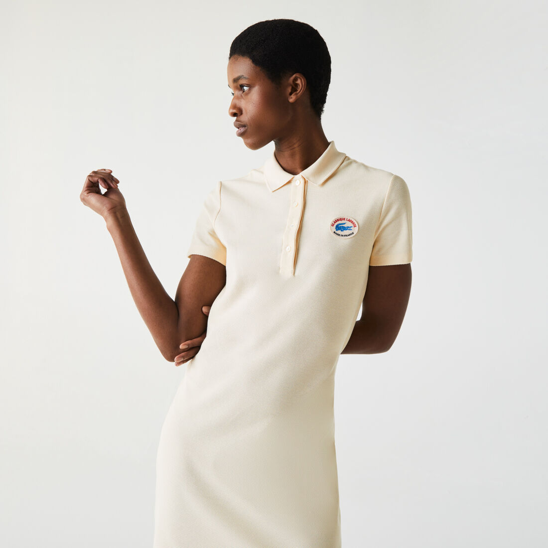 Lacoste Made In France Organic Textured Cotton Piqué Women's Dress Beige | 106-HVPGAW