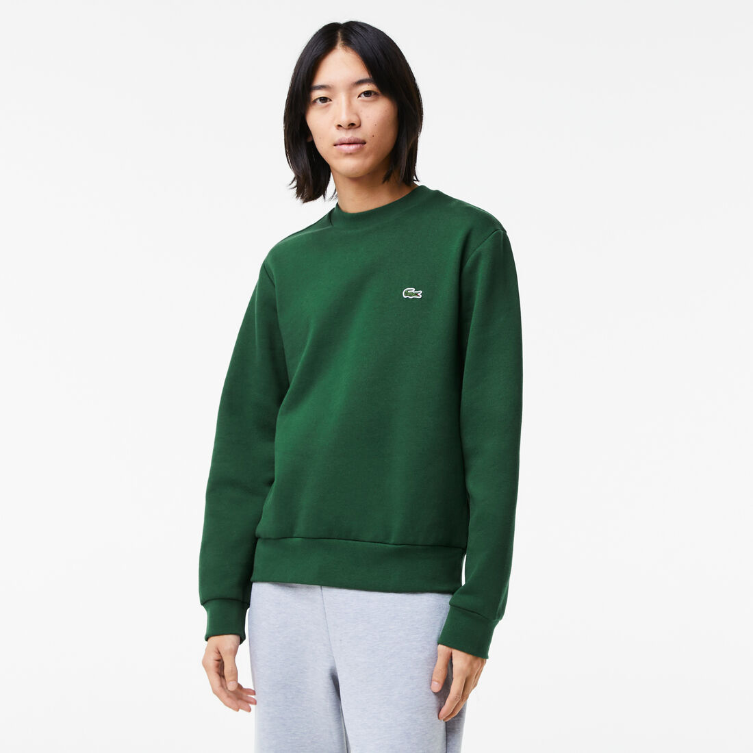 Lacoste Organic Brushed Cotton Men's Sweatshirts Green | 951-MGJHQU