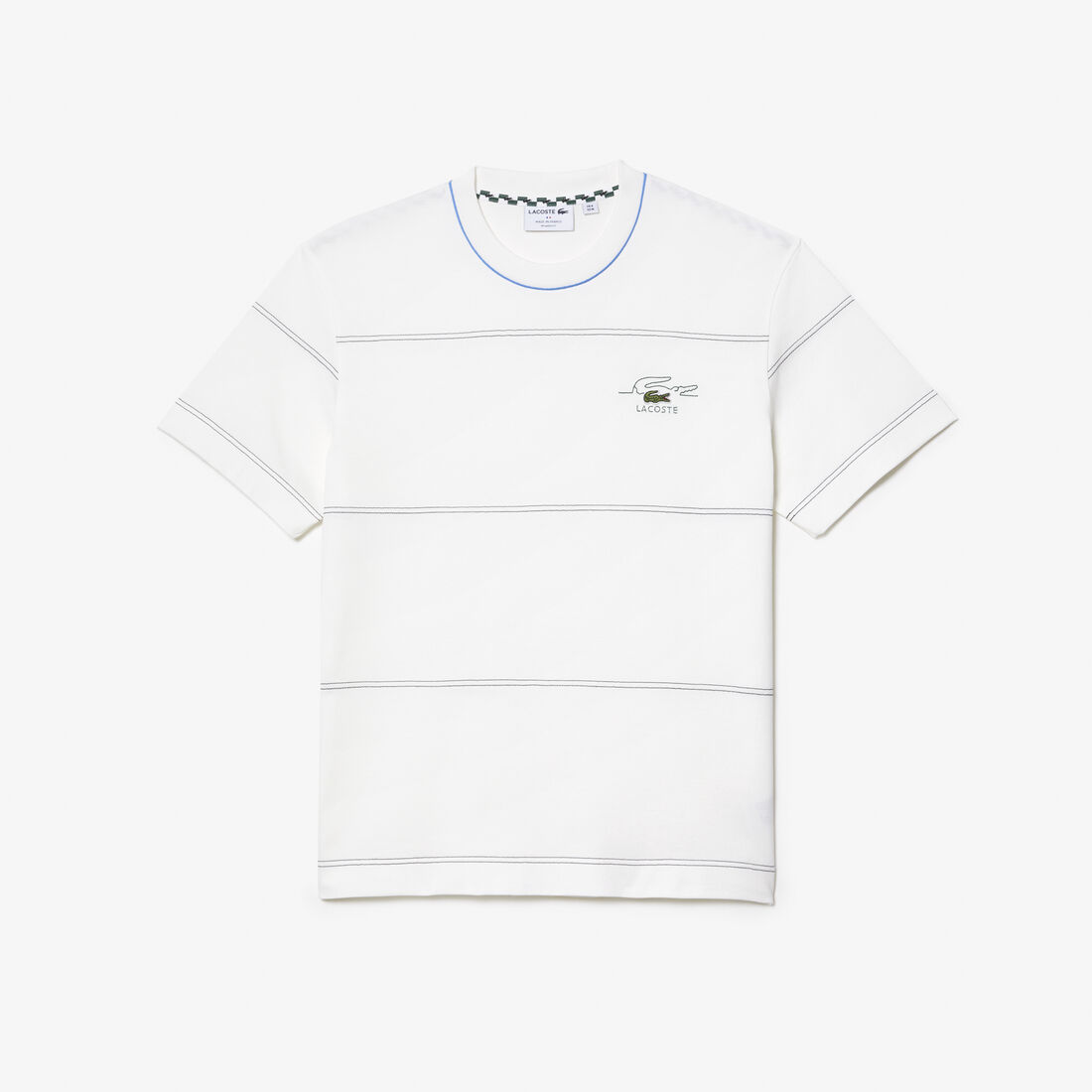 Lacoste Organic Cotton Jersey Stripe Men's T Shirts White | 349-DQBTMI