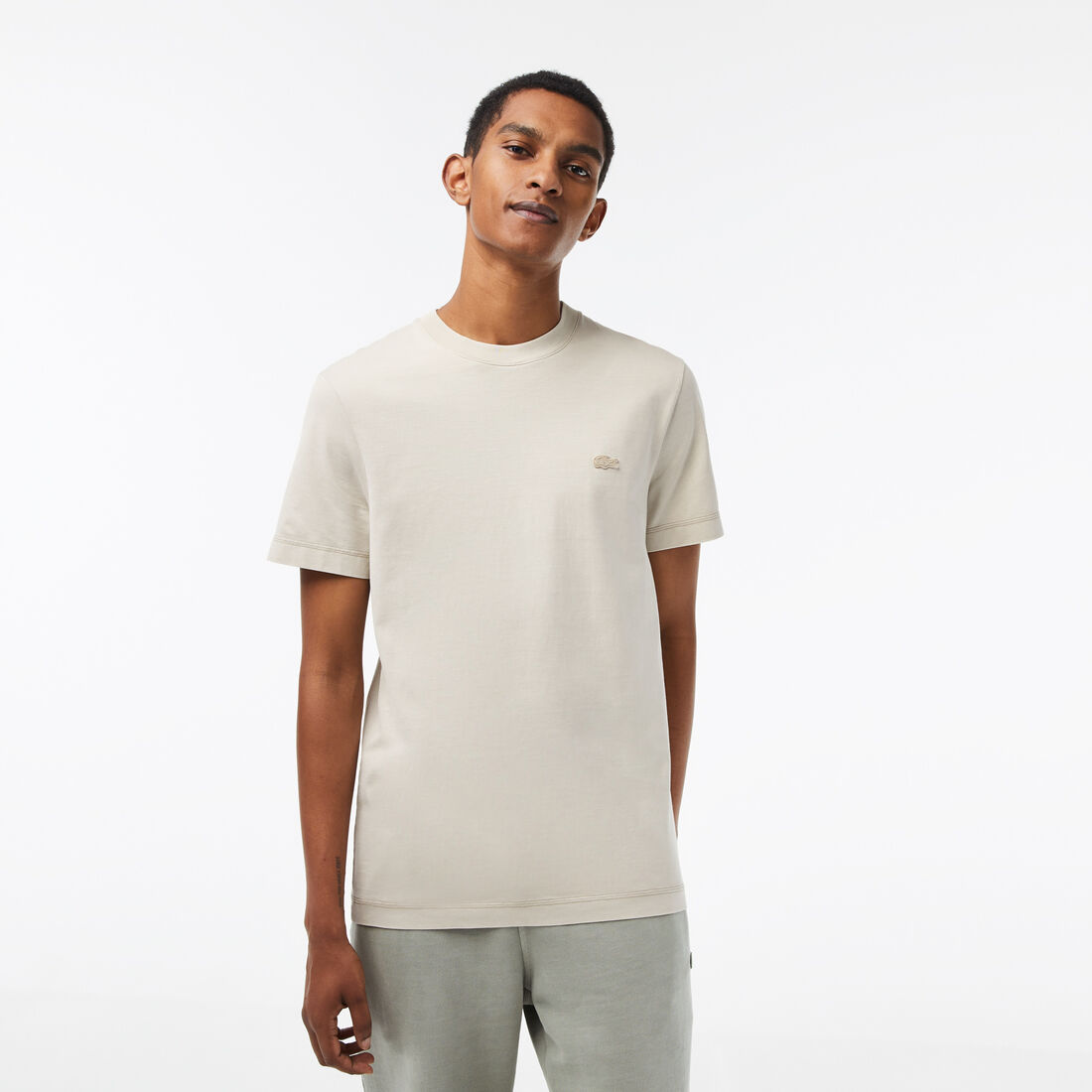 Lacoste Plain Organic Cotton Men's T Shirts Beige | 170-MGDLIS