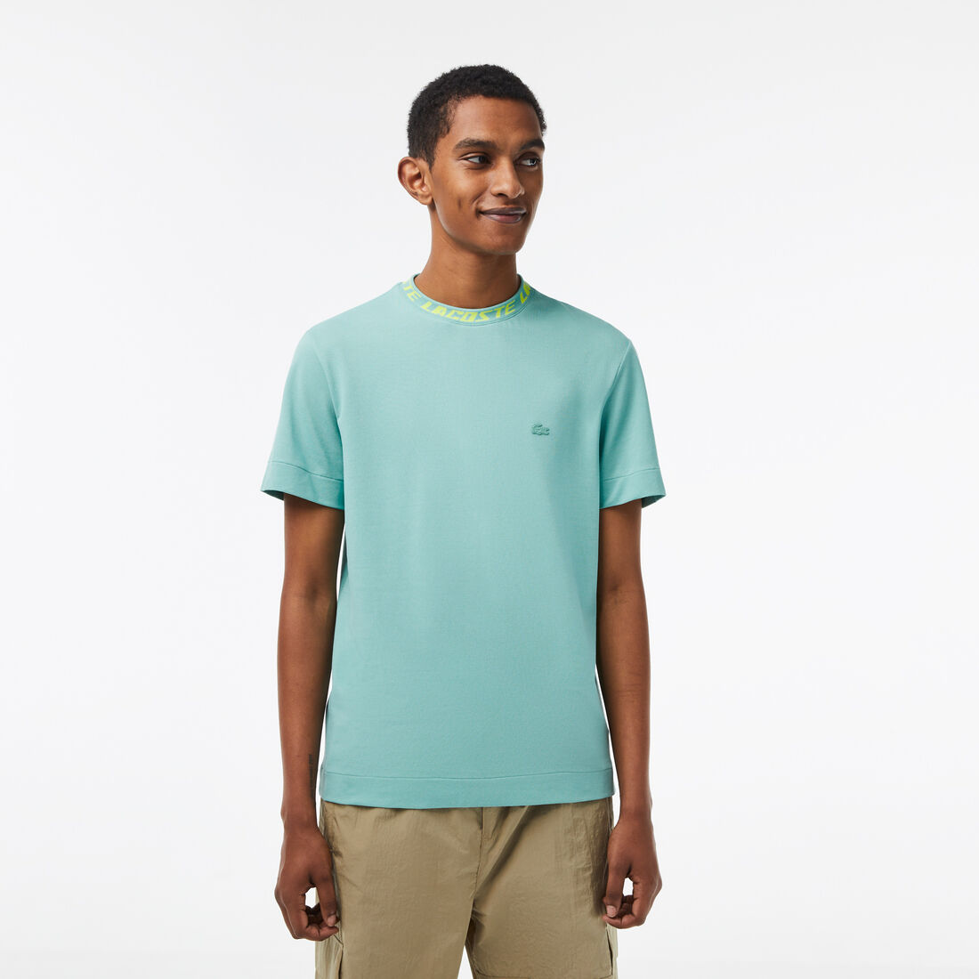 Lacoste Regular Fit Branded Collar Men's T Shirts Green | 964-ZOMKIS