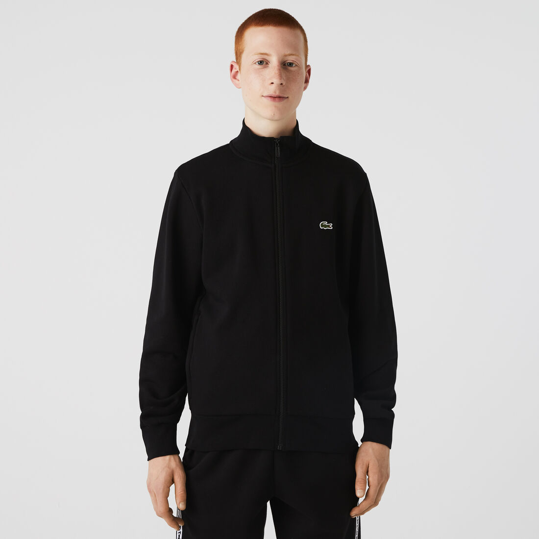 Lacoste Regular Fit Brushed Fleece Zippered Men's Sweatshirts Black | 426-UEHMNT