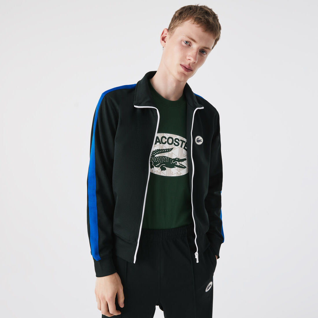 Lacoste Regular Fit High Neck Piqué Zip Men's Sweatshirts Green | 715-AOEPHR