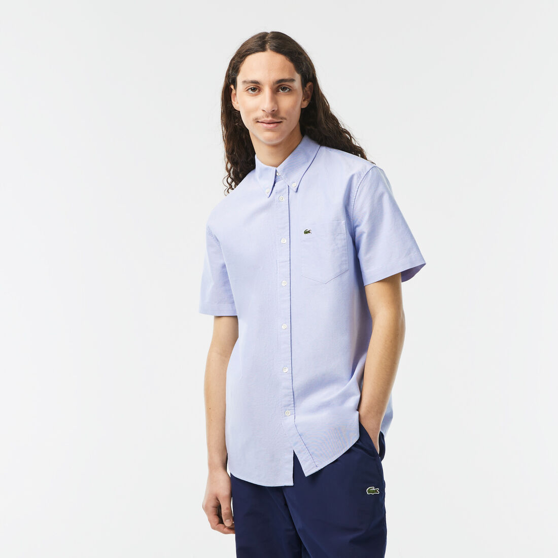 Lacoste Regular Fit Oxford Cotton Men's Shirts Blue | 078-ESGPUY