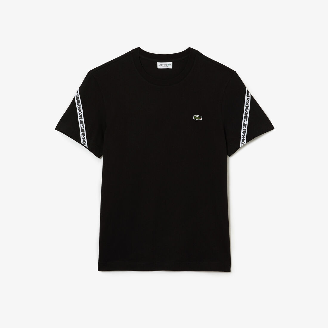 Lacoste Regular Fit Printed Bands Men's T Shirts Black | 159-FPTSYH