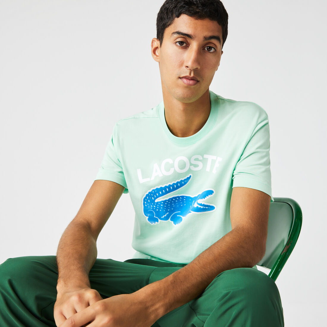 Lacoste Regular Fit Xl Crocodile Print Men's T Shirts Light Green | 458-UVHGWM