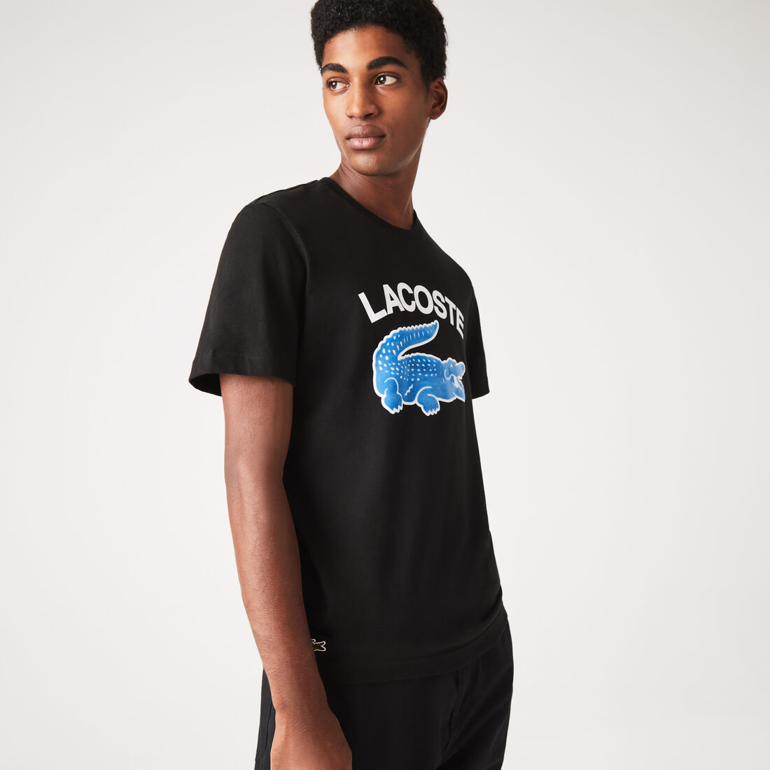 Lacoste Regular Fit Xl Crocodile Print Men's T Shirts Black | 540-VUCRJF