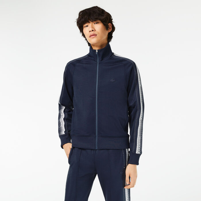 Lacoste Regular Fit Zipped Piqué Men's Sweatshirts Blue | 750-UGBRAY