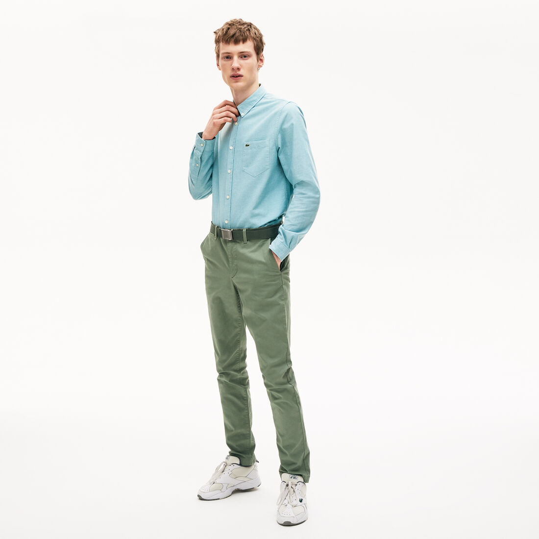 Lacoste Slim Fit Stretch Gabardine Chino Men's Pants Green | 568-FYCGJA