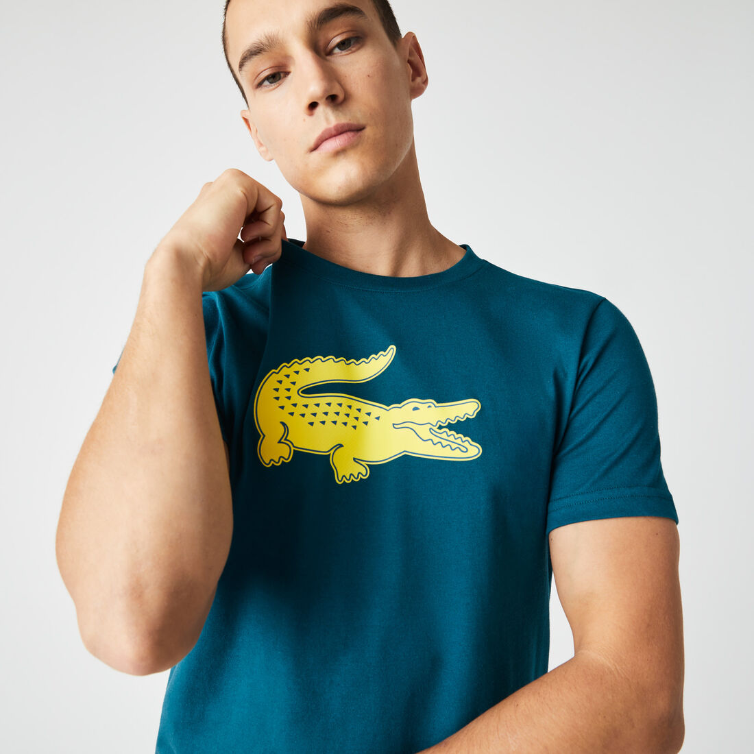 Lacoste Sport 3d Print Crocodile Breathable Jersey Men's T Shirts Green / Yellow | 102-BGZANR