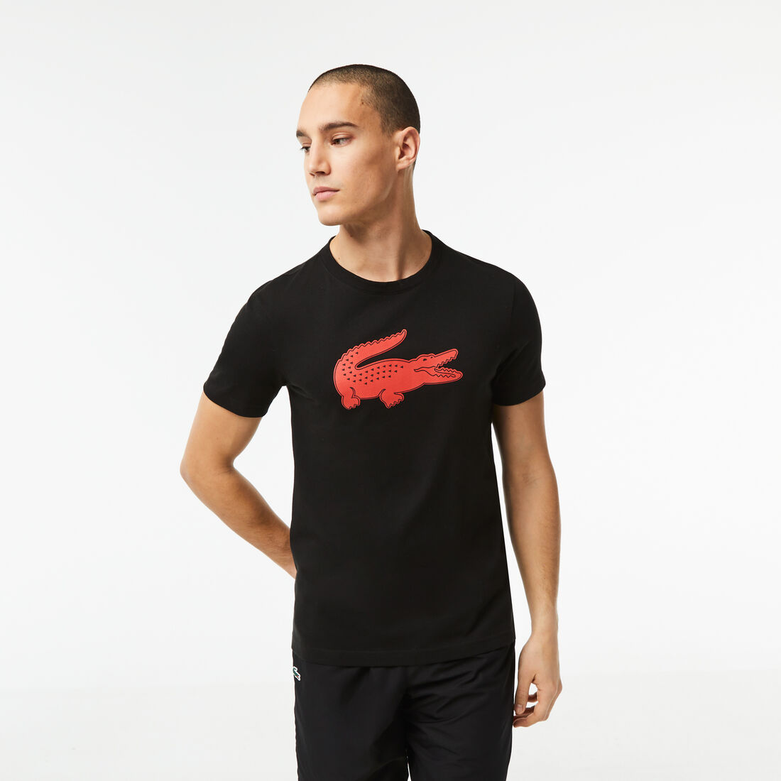 Lacoste Sport 3d Print Crocodile Breathable Jersey Men's T Shirts Black / Red | 241-UZXTPQ