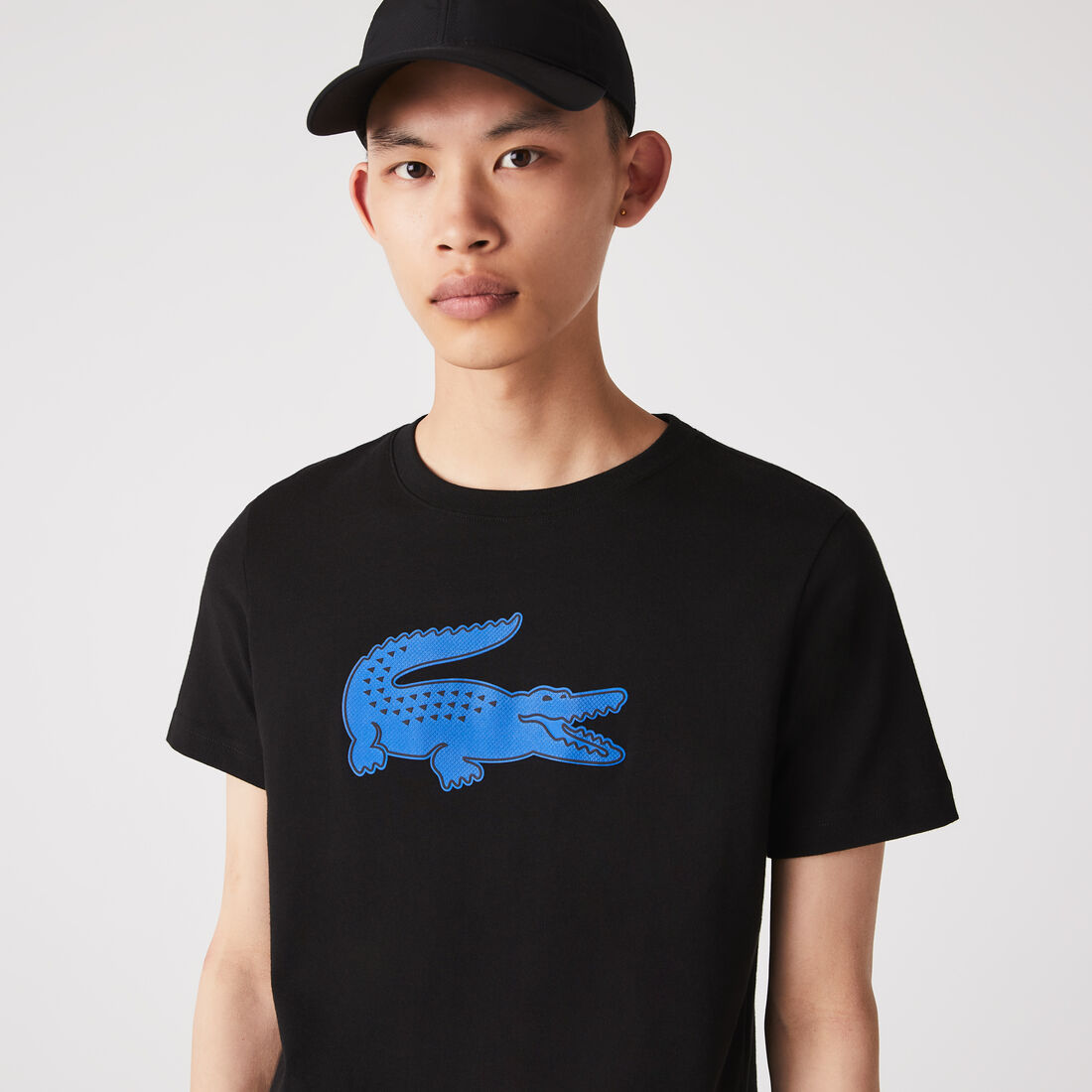 Lacoste Sport 3d Print Crocodile Breathable Jersey Men's T Shirts Black / Blue | 268-VMILYD