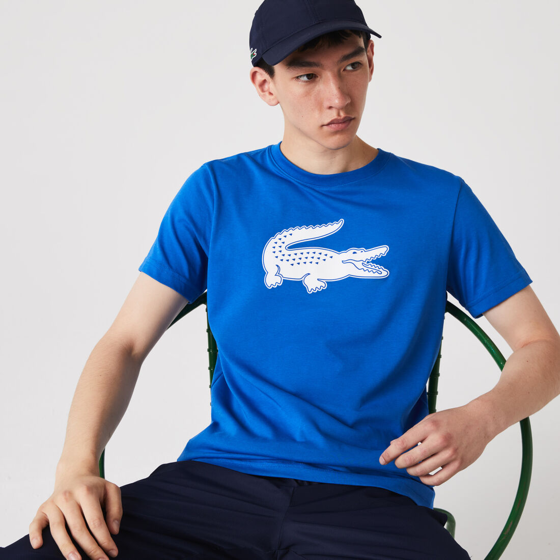 Lacoste Sport 3d Print Crocodile Breathable Jersey Men's T Shirts Blue / White | 364-UIOFSM