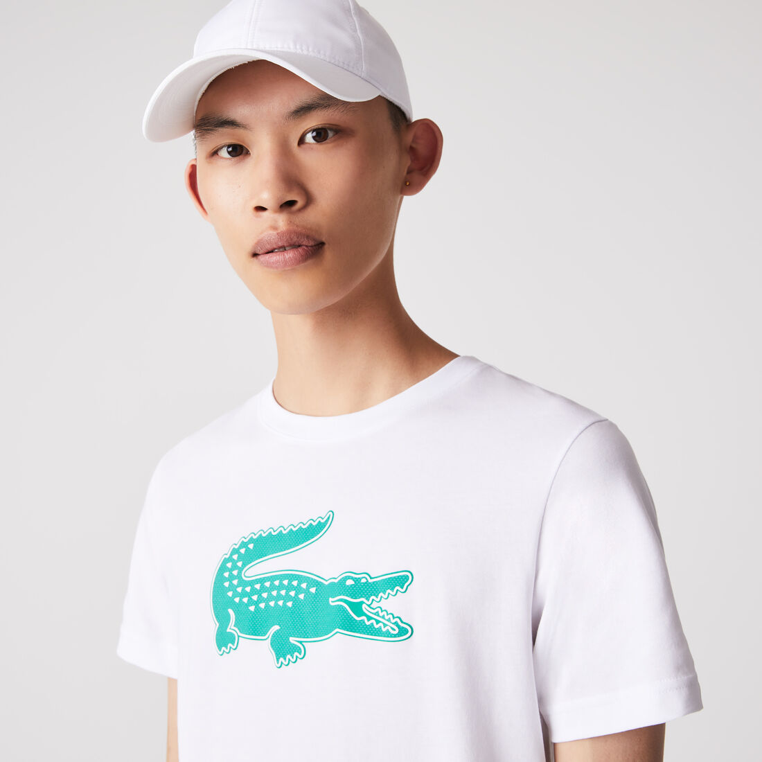 Lacoste Sport 3d Print Crocodile Breathable Jersey Men's T Shirts White / Green | 425-MPOEZN