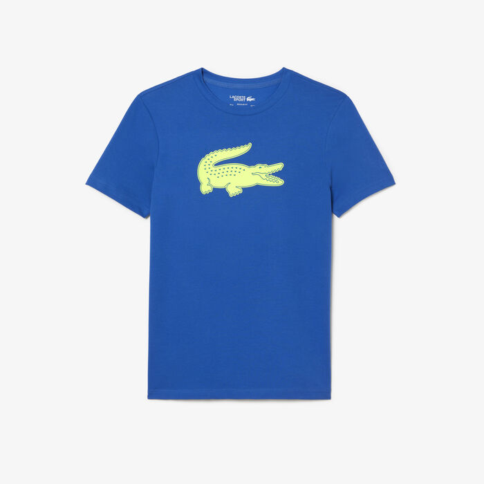 Lacoste Sport 3d Print Crocodile Breathable Jersey Men's T Shirts Blue / Yellow | 461-RTZDEF